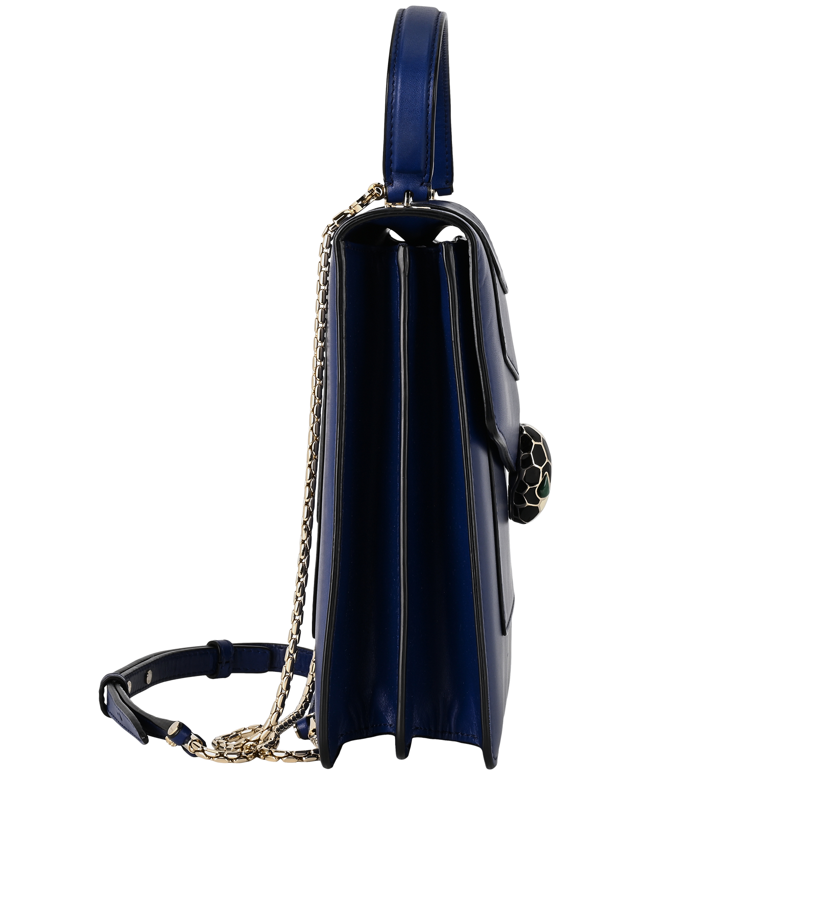 Serpenti Forever Top Handle, &pound;895, Handbags, Blue, Leather, Side view